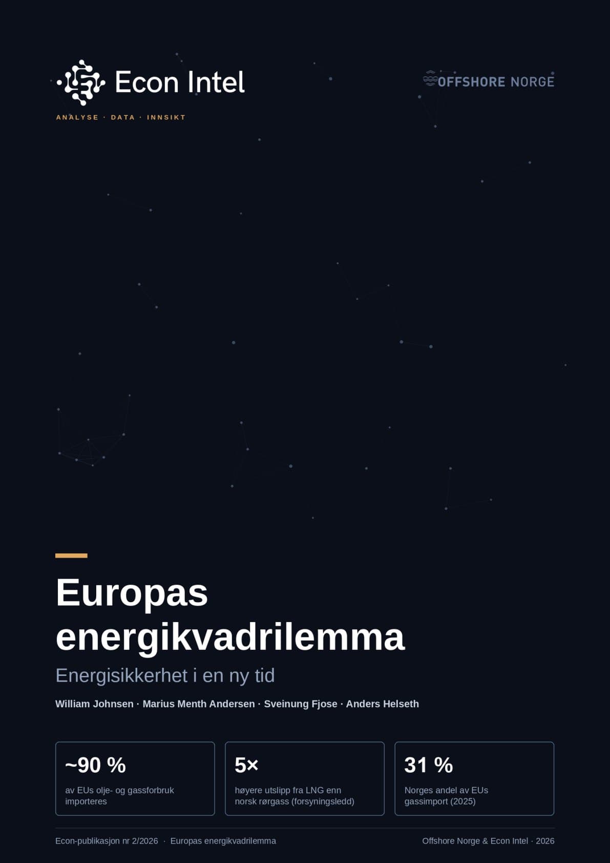 Forsiden av rapporten Europas energikvadrilemma